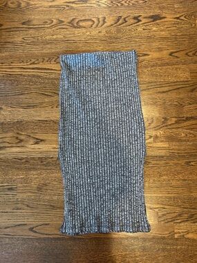 TOPSHOP Ribbed Knit Midi Skirt in Heather Gray, size 10